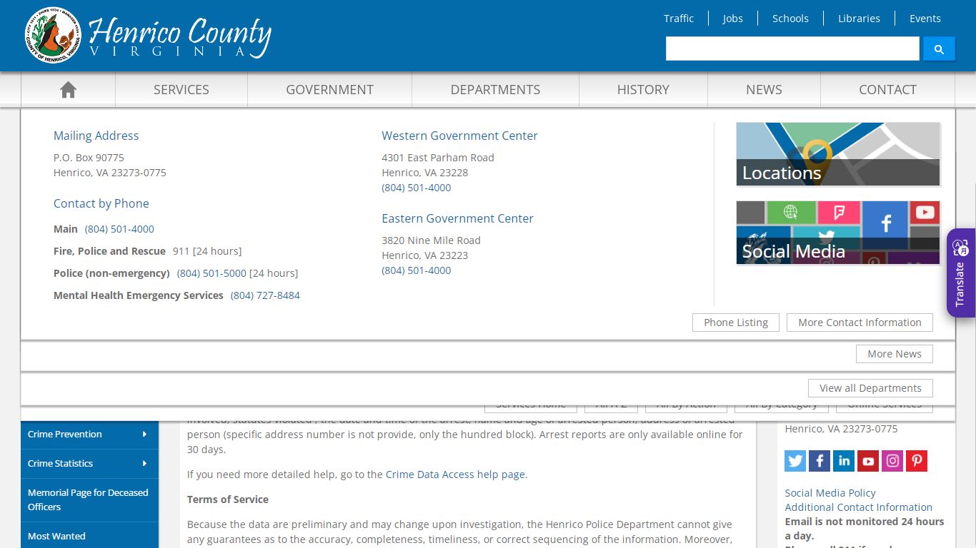 Public Crime Data Access - Henrico County, Virginia