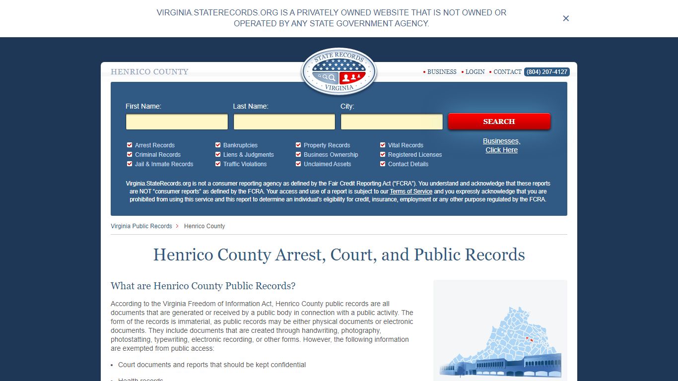 Henrico County Arrest, Court, and Public Records